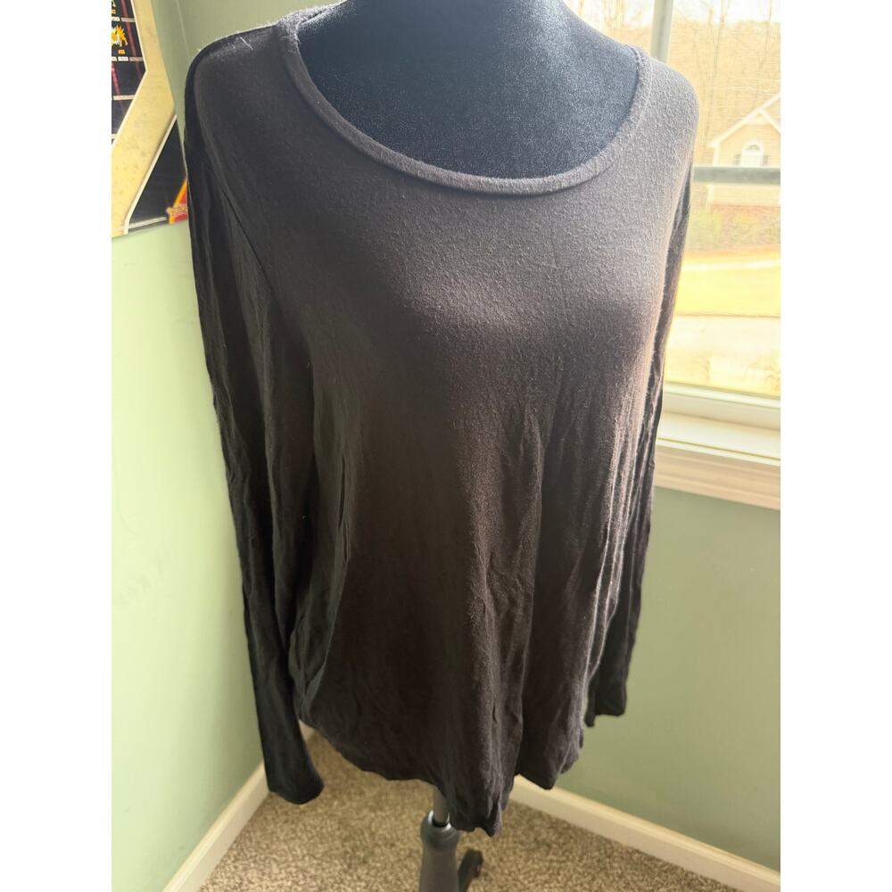 Aéropostale Seriously Soft Long Sleeve Boatneck Top XL Black Gray Oversized